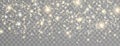 Shine luxury light background. Sparkle glitter banner. Golden bokeh. Christmas Holiday glow particle. White star effect Royalty Free Stock Photo