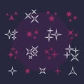 Shine stars with glitters and sparkles. Effect twinkle, design glare, scintillation element sign, graphic light Royalty Free Stock Photo
