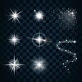 Shine stars with glitters and sparkles icons set 1 Royalty Free Stock Photo