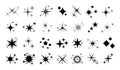 Shine stars icons, sparkling logo christmas celebrate. Black star sparks shapes, isolated glow shiny icons for party or