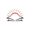 Shine sun book knowledge education logo vector Royalty Free Stock Photo