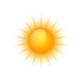 Shine sun isolated on white background. Realistic sun icon for weather design. Sunshine symbol happy orange - vector