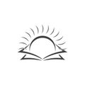 Shine sun rise book education logo vector Royalty Free Stock Photo