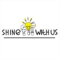 Shine with us. Banner for a recruitment ad, heading. Hiring, teamwork and personal growth concept