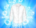 Shine white shirt surrounded by soap bubbles