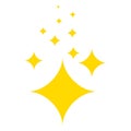 Shine. Yellow stars of brilliance and radiance of cleanliness and freshness. Cleaning, fresh and hygiene. Sign symbol Royalty Free Stock Photo