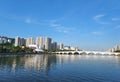 Shing Mun River and Lek Yuen Bridge at Sha Tin New Territories Hong Kong on Oct 21 2022