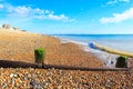 Shingle beach of Deal town low tide Kent England Royalty Free Stock Photo