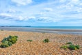 Sandwich Bay shingle beach low tide Kent UK Royalty Free Stock Photo