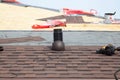 Shingles roof ventilation for heat control with nailgun.