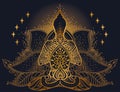 Shinihg Buddha silhouette on stylized lotus flower Royalty Free Stock Photo