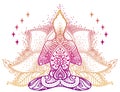 Shinihg Buddha silhouette on stylized lotus flower Royalty Free Stock Photo