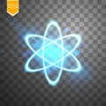 Shining atom scheme. on black transparent background. Vector illustration,