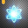 Shining atom scheme. on black transparent background. Vector illustration,