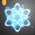 Shining atom scheme. Isolated on black transparent background. Vector illustration,