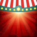 Shining background with retro circus tent. Design for presentation, concert, show