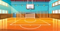 Shining basketball court with wooden floor illustration Royalty Free Stock Photo