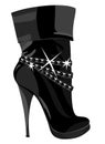 Shining black boots with heels Royalty Free Stock Photo