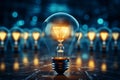 Shining bulbs ignite innovation, birthing creative ideas through technological brilliance