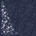 Shining Christmas tree on the dark blue ornamental background Royalty Free Stock Photo