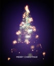 Shining Christmas tree. Light star background. Vector illustration