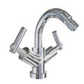 Shining chrome kitchen faucet 3D illustration