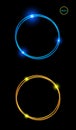 Shining circle banner. Magic light neon energy circle. Glowing fire ring trace. Royalty Free Stock Photo