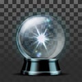 Shining crystal ball on a transparent background. Bright glowing crystal ball for fortune tellers.