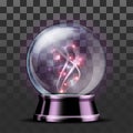 Shining crystal ball on a transparent background. Bright glowing crystal ball for fortune tellers.