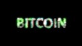 Shining cybernetic text BITCOIN on black - meta universe concept, isolated - object 3D illustration
