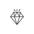 Shining diamond outline icon