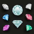 shining diamonds jewels treasures set Royalty Free Stock Photo