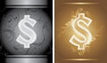 Shining dollar sign on the decorative background Royalty Free Stock Photo