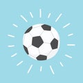 Shining football ball. Sport card. Hand drawn vector illustration