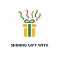 shining gift with stars icon. present box with ribbon concept symbol design, surprising big gift, reward program, special prize