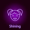 shining girl face icon in neon style. Element of emotions for mobile concept and web apps illustration. Signs and symbols can be Royalty Free Stock Photo