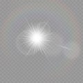 Shining glare rays, lens flare, light effect. Royalty Free Stock Photo