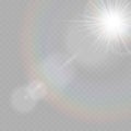 Shining glare rays, lens flare, light effect. Royalty Free Stock Photo