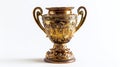 shining gold cup trophy captured in a pristine white setting Royalty Free Stock Photo