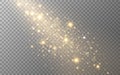 Shining gold particles. Christmas lights template. Magic bright trail. Glowing golden sparks and bokeh. Falling stars Royalty Free Stock Photo