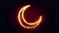 Shining gold particles creating a crescent moon shape Ramadan hilal symbol