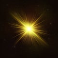 Shining Gold Star - Realistic Cosmic Object.