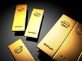 Shining goldbars on reflective surface Royalty Free Stock Photo