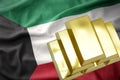 Shining golden bullions on the kuwait flag Royalty Free Stock Photo