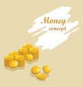 Shining golden coins. Money concept