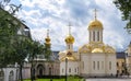 Shining Golden Cupola Of Orthodox Church Of The Holy Trinity Saint Sergius Lavra