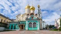 Shining golden cupola of orthodox church of The Holy Trinity Saint Sergius Lavra