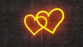 The shining golden heart on rough concrete wall Royalty Free Stock Photo