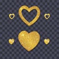 Shining golden heart on transparent background Royalty Free Stock Photo