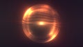 Shining golden plasma sphere with fluid light patterns and warm radiant energy floating in darkness Royalty Free Stock Photo